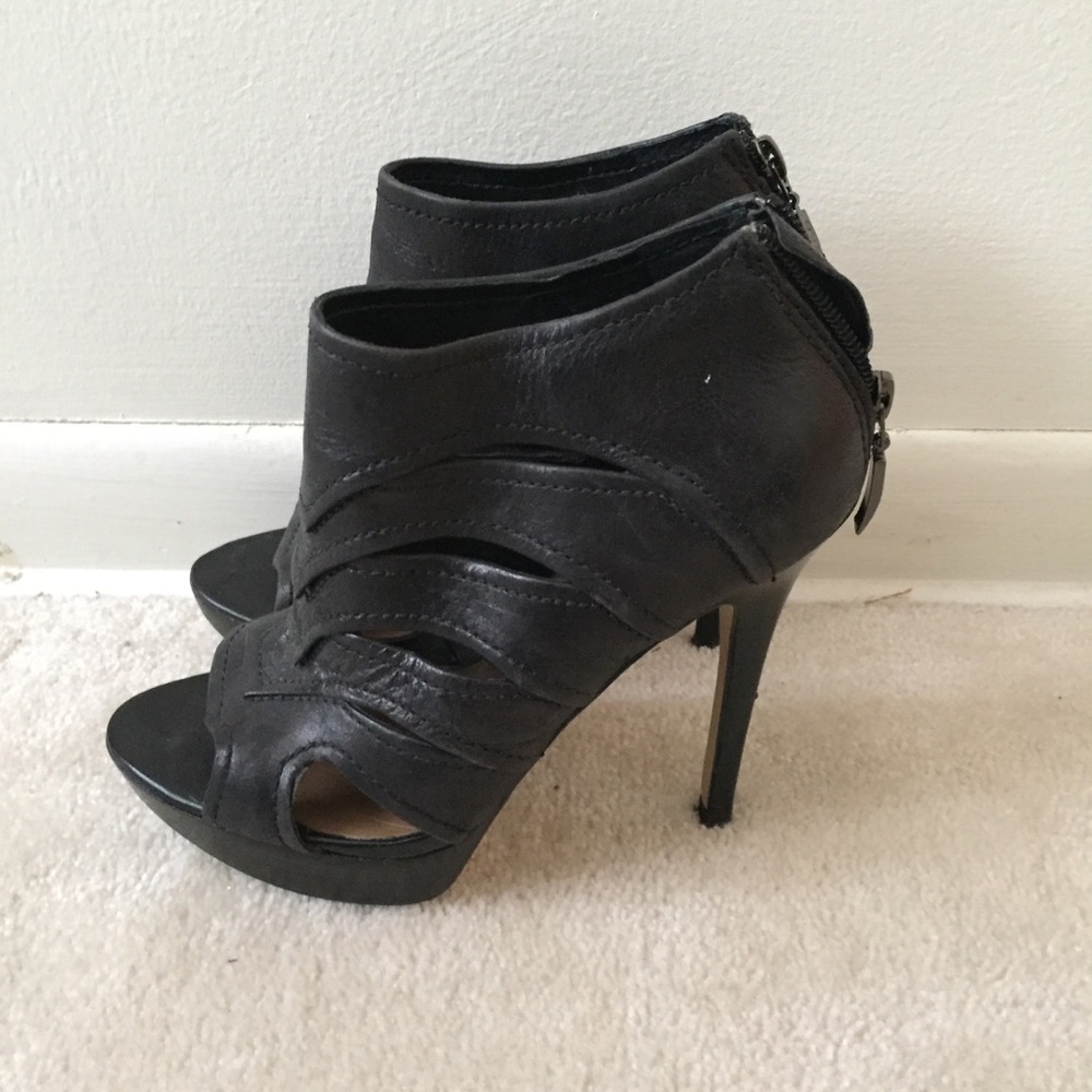 Black Guess Open Toe Booties